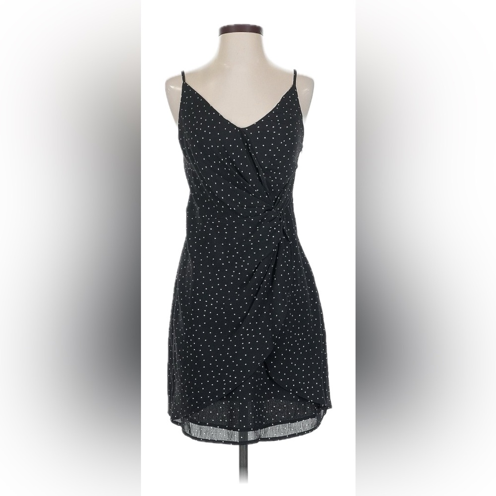 new with tags nwt lulus missy black and white polka dot twist front dress S